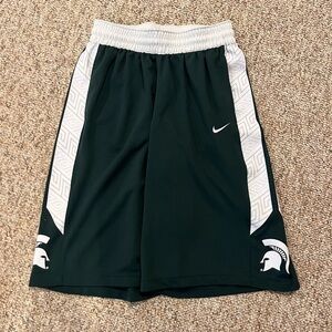 Nike Dark Green and White Michigan State Athletic Shorts